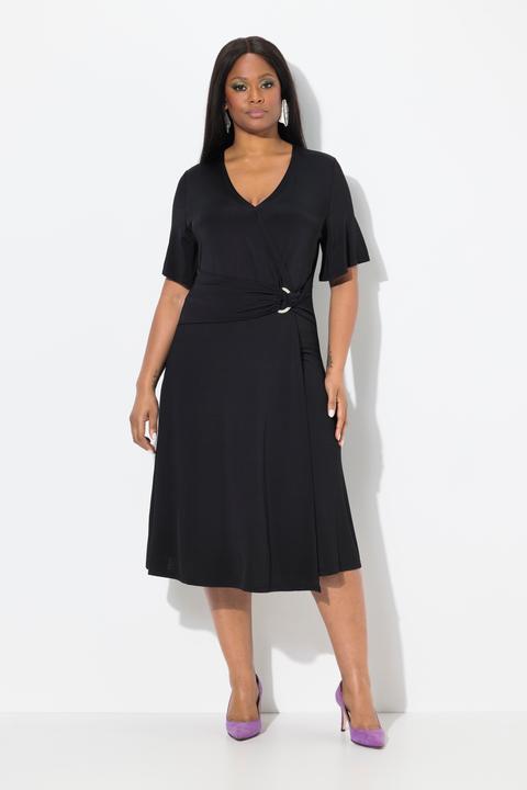 Produktbild Ulla Popken Slinkykleid, Drapierung, V-Ausschnitt, Flügel-Halbarm (50, 52)