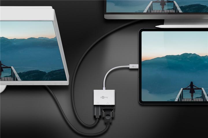 Produktbild Goobay USB-C™ Multiport-Adapter HDMI™+VGA, 1 Stk. im Polybeutel, Weiss (USB-C, 2 Ports)
