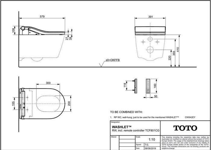 Produktbild TOTO RW Washlet Dusch-WC für RP Wand-WC CW542EY weiss