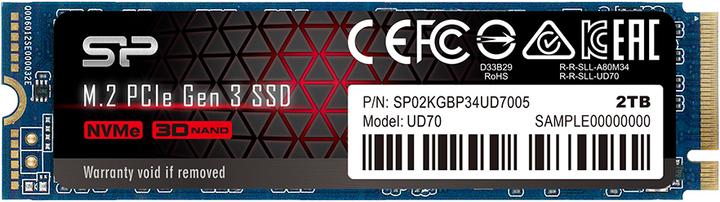 Silicon Power SP02KGBP34UD7005 Internal Solid State Drive M.2 PCI Express 3.0 QLC 3D NAND NVMe (2000 GB, M.2 2280)