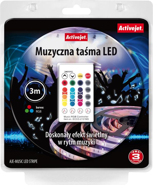 Actual product image Activejet AJE-LED MUSIC STRIPE LED Strip Universal Strip Light Indoor/Outdoor (Cold White, Warm white, Multicoloured, 300 cm, Indoor, Outdoor)