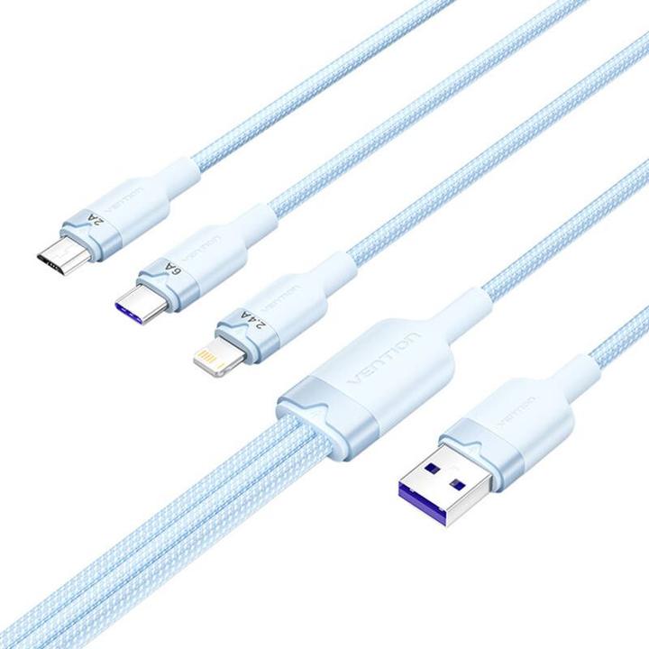 Image du produit Vention USB 2.0 A to 3-in-1 6A cable CTRLG 1.5M (blue) (USB 2.0)