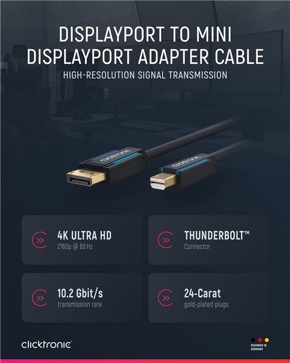 Produktbild clicktronic Mini DisplayPort Adapterkabel (1 m, DisplayPort)