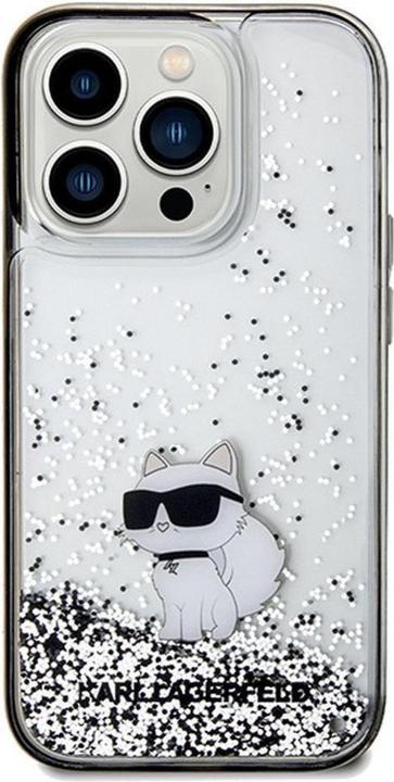 Actual product image Karl Lagerfeld KLHCP14LLKCNSK iPhone 14 Pro 6.1" transparent hardcase Liquid Glitter Choupette (Apple iPhone 14 Pro)