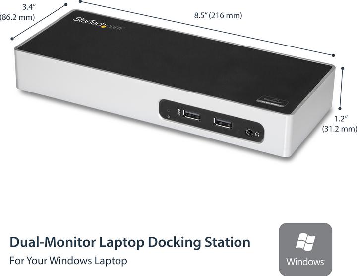 Produktbild StarTech USB 3.0 Dual Monitor Dockingstation - USB auf HDMI - USB zu VGA oder DVI - USB 3.0 Dock - Port Re... (Docking Port, 2 Ports)