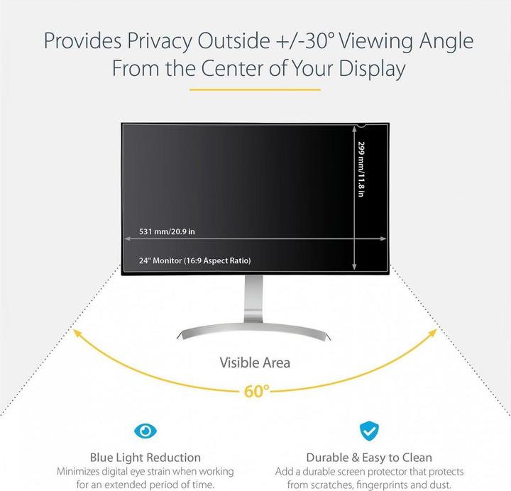 Immagine prodotto StarTech .com Schermo per la privacy del monitor per display da 61.00cm (24") (24", 16 : 9)