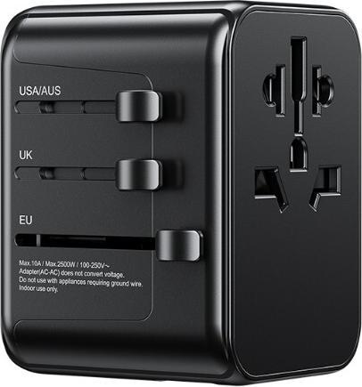 Actual product image Wekome Pop Digital Series EU/UK/US/AU charger/travel adapter + 3x USB-C & 2x USB-A (30 W)