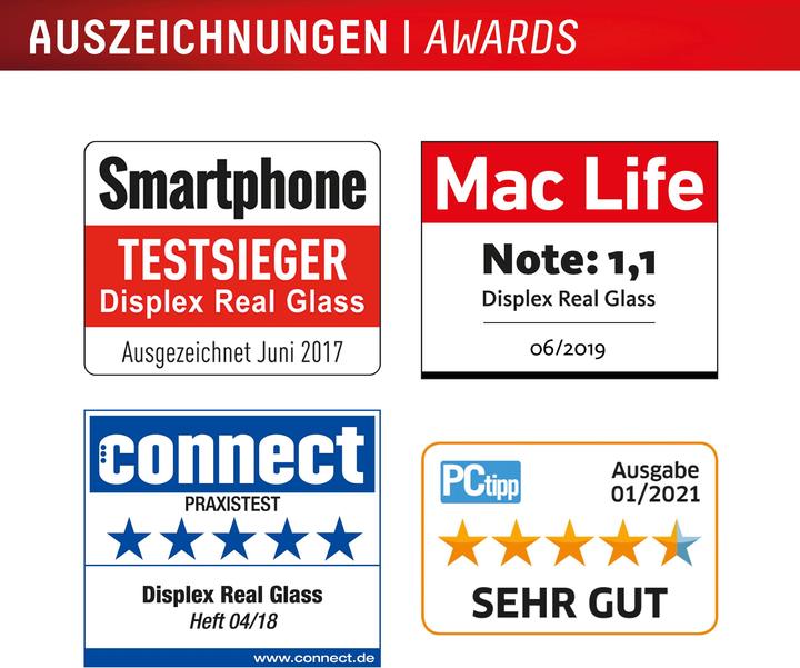 Nutritional values and ingredients Displex Real Glass, 2D Panzerglas + Handyhülle (1 Piece, Apple iPhone 16 Plus)