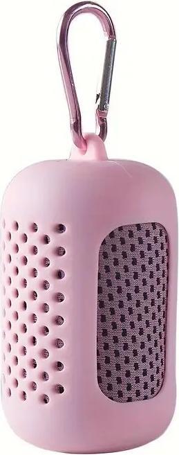 Swissdetector Schnelltrocknendes Sporthandtuch - Silikon-Aufbewahrungsbox - Pink (90 x 30 cm)
