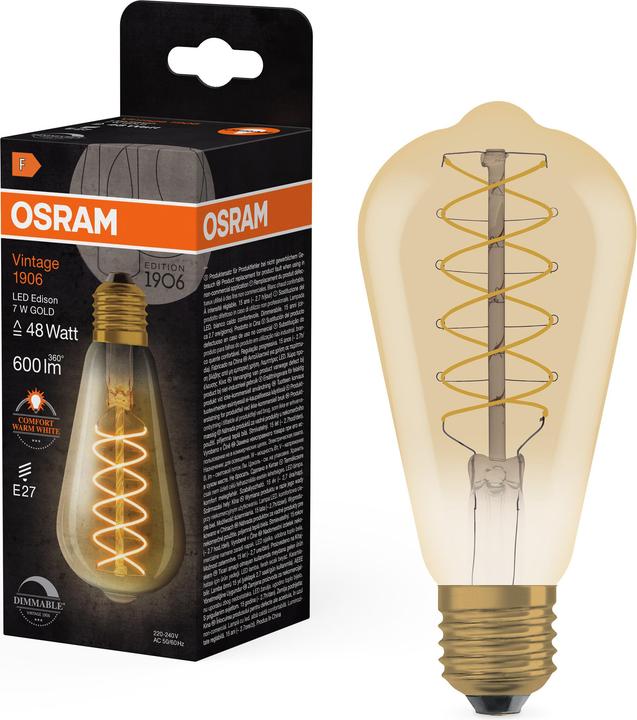 Produktbild Osram Vintage-Lampe (E27, 7 W, 600 lm, 1 x, F)