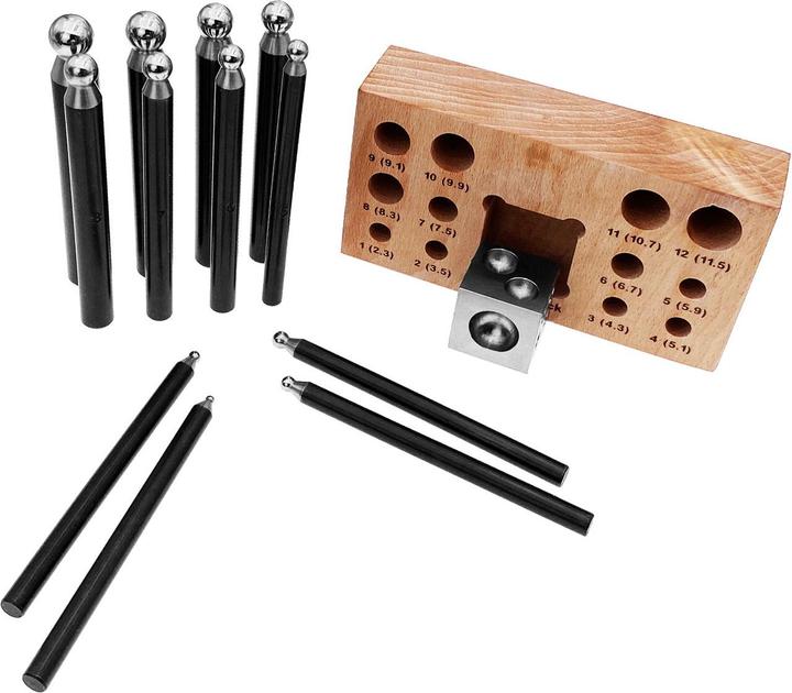Produktbild Paulimot Kugelpunzen-Set mit Würfelanke, 13-teilig