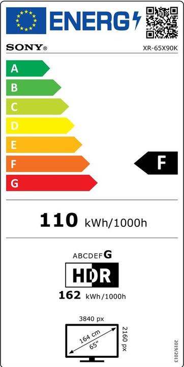 Energie-Label Sony XR-65X90K (65", X90K, LCD, 4K, 2022)