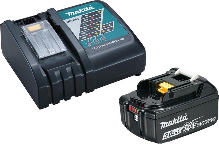 1x Makita BL 1830 B 18 V 3.0 Ah battery ( 197599-5 ), 1x Makita DC 18 RC battery fast charger ( 195584-2 )