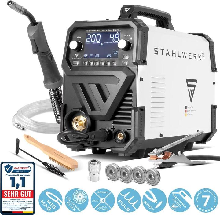Produktbild Stahlwerk Schutzgas-Schweissgerät MIG MAG 200 Spot Puls Pro Digital IGBT 200 A