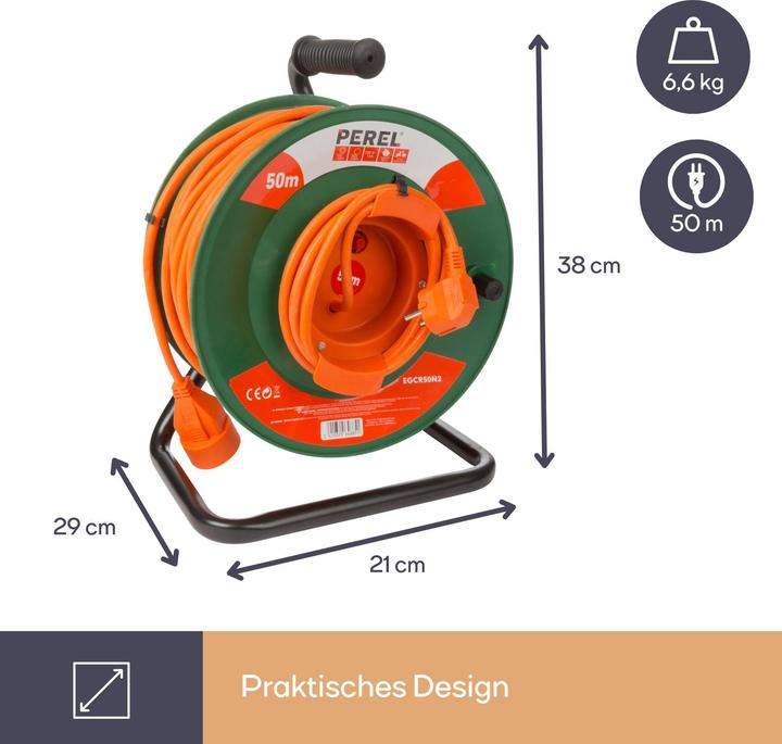 Actual product image Velleman GARDEN CABLE REEL 50 m - 3G1.5 (50 m, 1.50 mm²)