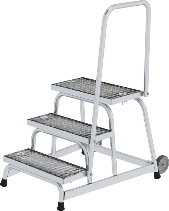 Actual product image Munk Work platform rigid steel grating with castors and handrail 3 steps (Scaffolding, 97 cm)