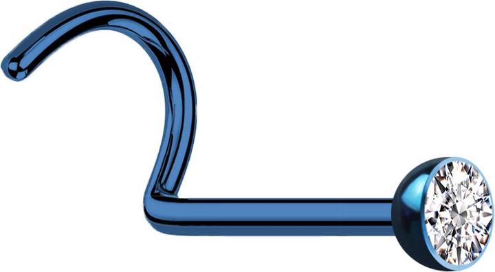Star Piercing Nasenstecker gebogen dunkelblau mit Kristall silber (Chirurgenstahl 316L, ohne Messing)