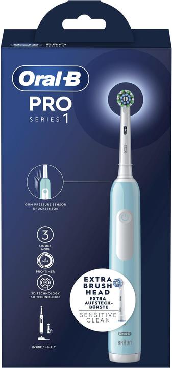 Braun Oral-B Spazzolino Elettrico Ricaricabile Series 1 Blu con 2 Testine di Ricambio, 1 Spazzolino (Spazzolino oscillante)
