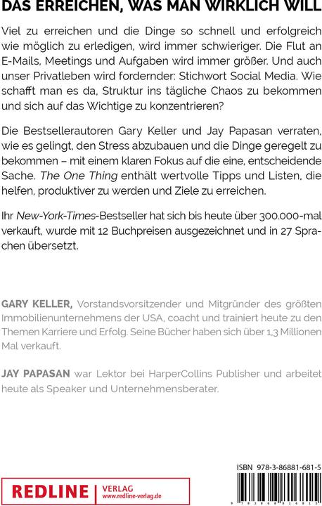Produktbild The One Thing (Deutsch, Jay Papasan, 2017)