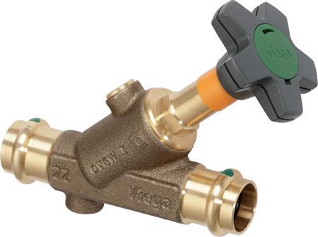 Produktbild Viega Easytop Rotguss-Schrägsitzventil, mit Druckanschluss für 22 mm V-Wannen, mit SC-Contur