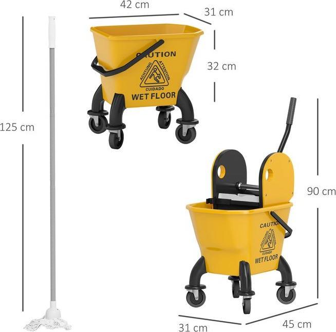 Produktbild Swisshandel24 Putzwagen Reinigungswagen 26 Liter Eimer mit Presse, Griff und Mopp Gelb (1 Stk.)