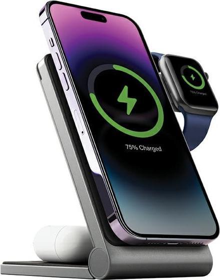 Actual product image Energea MagTrio składana ład. indukcyjna 3w1 15W Fast Charging szary/gunmetal MagSafe (15 W)