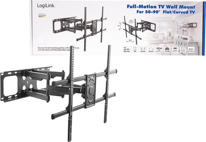 Produktbild LogiLink Monitorhalterung neigbar schwenkbar 50–90 Zoll (127cm - 229cm) max 75 Kg max Versa 600 x 800 BP0152 (Wand, 90", 75 kg)