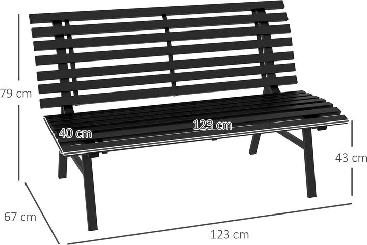 Produktbild Outsunny Gartenbank Aluminium Schwarz