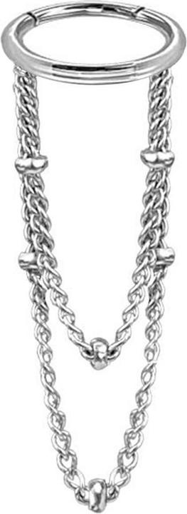 Produktbild Star Piercing Micro Segmentring klappbar silber Anhänger zwei Ketten Ringe (ohne Messing, Chirurgenstahl 316L)