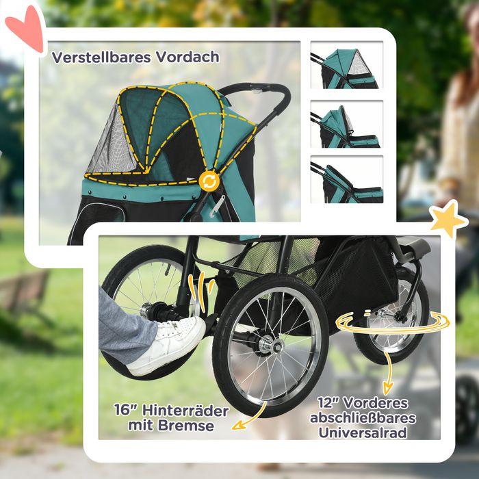 Produktbild Swisshandel24 Hundewagen Hundebuggy klappbar für Hunde & Katzen bis 20 kg Katzenbuggy (Katze, Hund, Sicherheitsverschluss, Faltbar, Reflektoren)