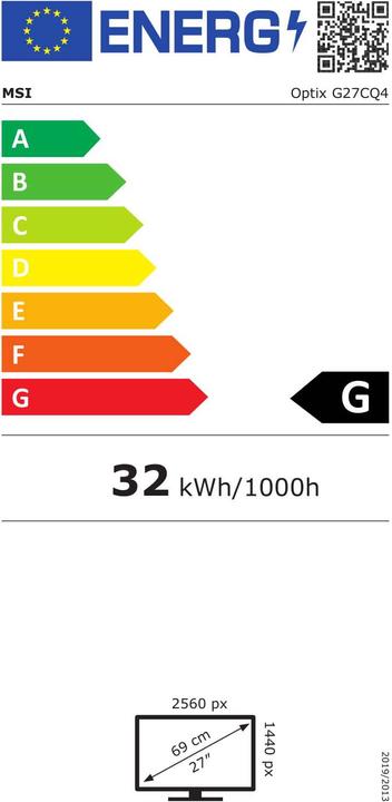 Energie-Label MSI G27CQ4 (2560 x 1440 Pixel, 27")