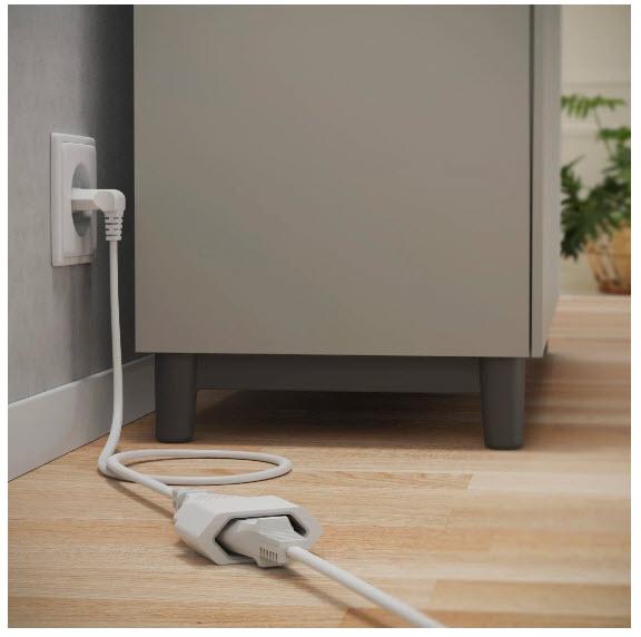 Image du produit Hama Rallonge avec fiche européenne coudée, pour l'intérieur, 3 m, blanc (3 m)