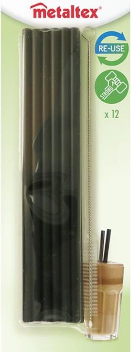 Produktbild Metaltex Trinkhalme Kunststoff 12 Stück schwarz (12 x)
