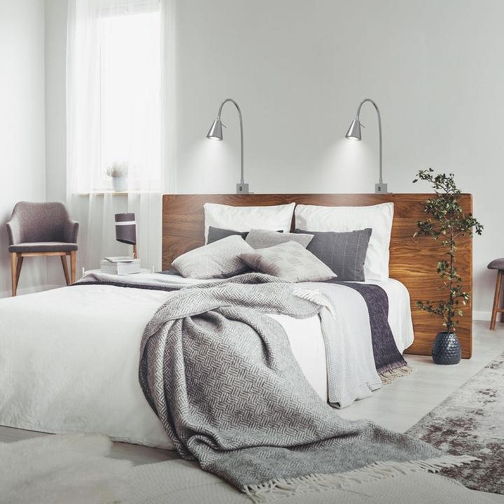 Produktbild Briloner 2er Set LED Bettleuchte Schlafzimmer Wohnzimmer Matt-Nickel