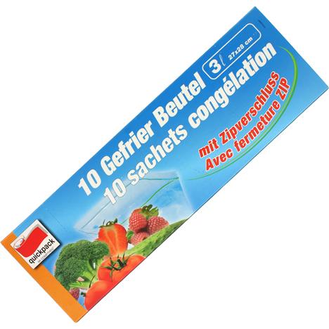 Image du produit Quickpack Sacs de congélation 3l 10 pièces avec fermeture zip 27x28cm (10 x)
