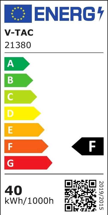 Label énergétique V-TAC VT741 Eclairage linéaire LED SAMSUNG Chip 40W en creux Boîtier argent 4000K 1211x70x35mm (3800 lm)