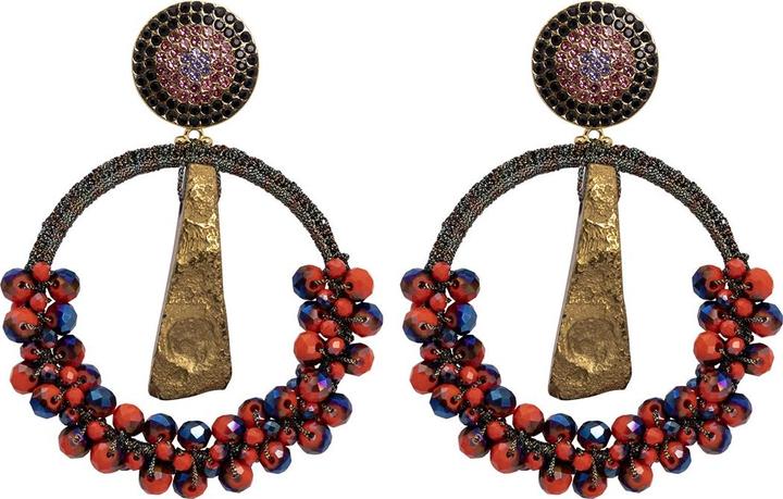 Uzurii Precious Agate Hoop Earring Orange (925er Sterlingsilber)