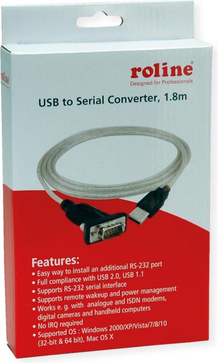 Produktbild Roline Konverter-Kabel USB-seriell (1.80 m)