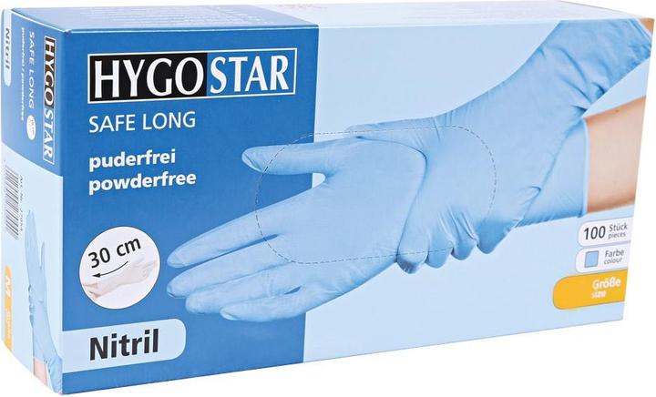 Produktbild Hygostar Nitrilhandschuhe Safe Long Gr. S, blau, puderfrei (S)