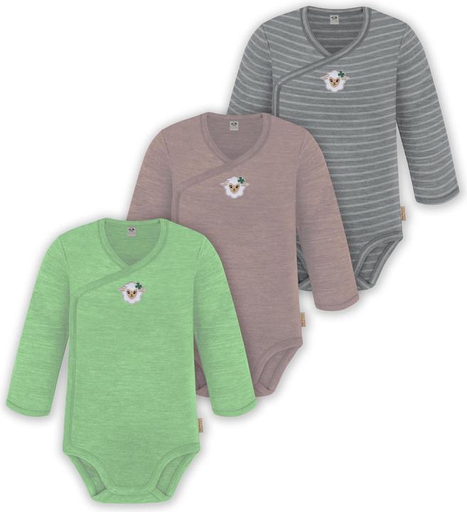 Produktbild Normani 3er Pack Baby Merino Langarm Wickelbody für Junge und Mädchen - 9355 (62)