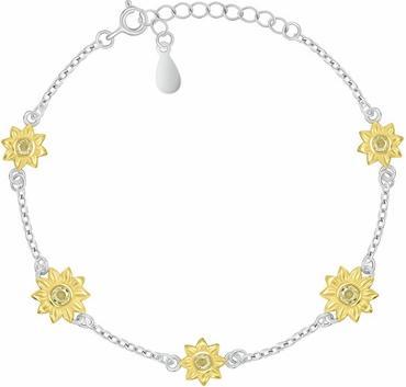 Brilio Silver - Silver women's bicolor bracelet with flowers BRC225W