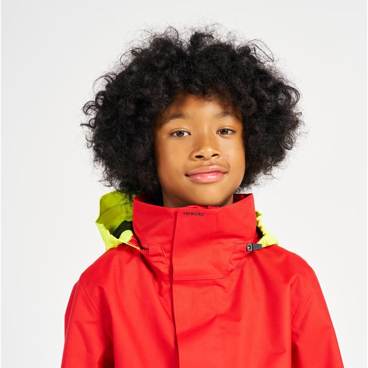 Produktbild Tribord Regenjacke Segeljacke Kinder wasserdicht winddicht - Sailing 300 rot/gelb