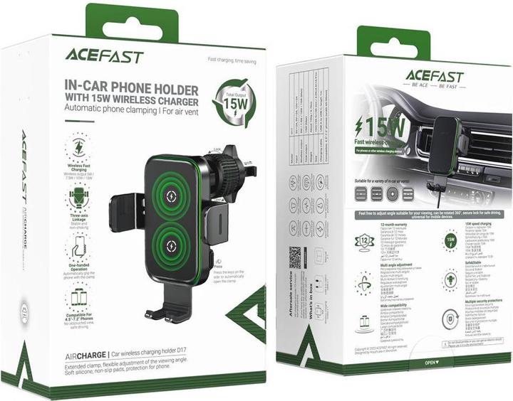Actual product image Acefast Wireless charging car holder D17, 15W (black)