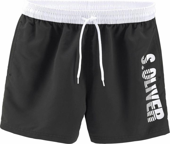 Produktbild S.Oliver Herren Badeshorts Badehose kurzes Bein schwarz navy Taschen Innenslip (XL)
