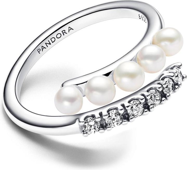 Immagine prodotto Pandora Anello aperto con perle coltivate d'acqua dolce e pavé trattati (56, 925 Argento)