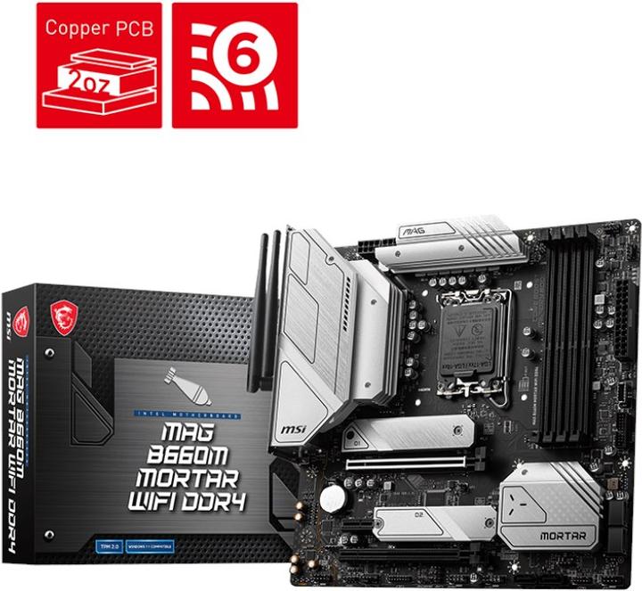 Immagine prodotto MSI Mag B660M Mortaio Wifi (LGA 1700, Intel B660, mATX)