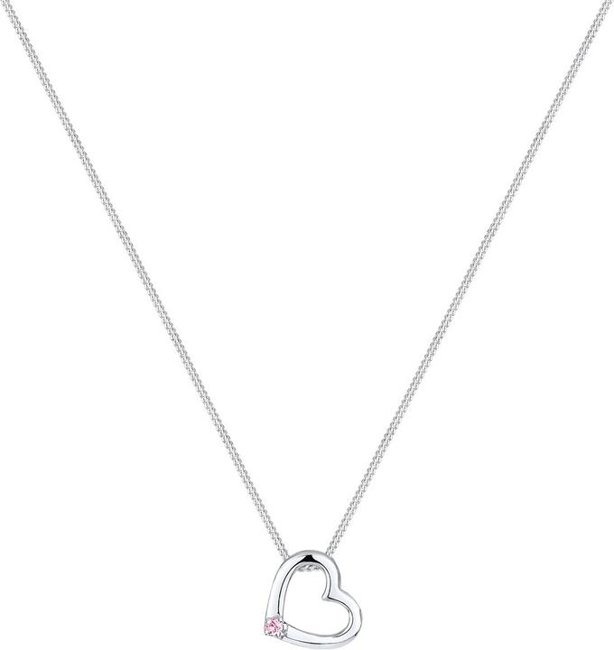 Actual product image Elli mit Herz-Anhänger und Rosa Kristall (Sterling Silver, 45 cm)