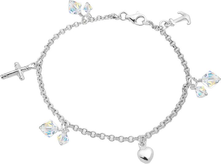 Elli Bettelarmband mit Symbolen und Kristallen (18 cm, Sterling Silber)