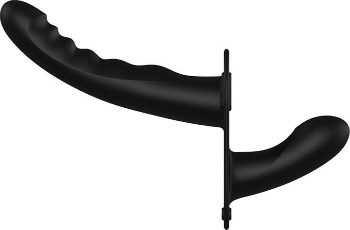 Produktbild Ouch! Dual Vibrating - Rechargeable - 10 Speed Silicone Ribbed Strap-On - Adjustable
