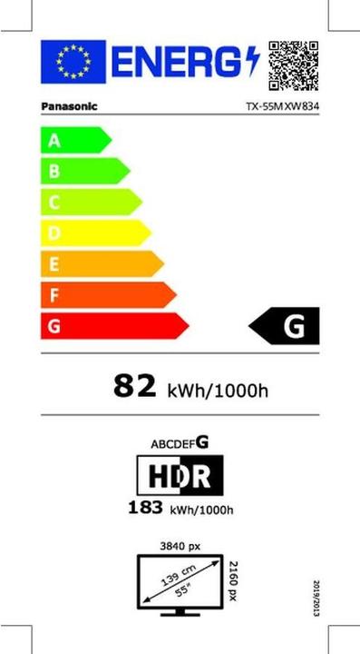Energy Label Panasonic TX-55MXW834 (55", MXW834, LCD, 4K, 2023)